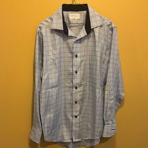 Lorenzo Uomo Light Blue Plaid Button Down Shirt